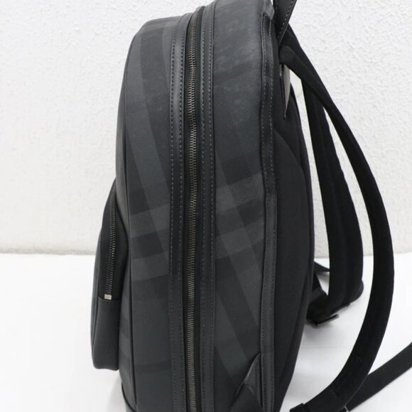 BURBERRY Rocco Charcoal Checkered E-Canvas Backpack - Picture 7 of 16